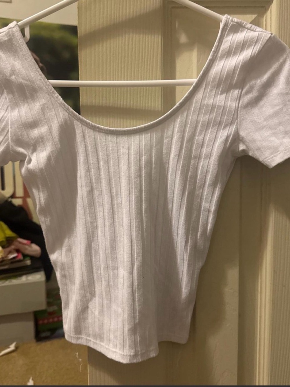 Hollister White Ribbed Scoop Crop Top